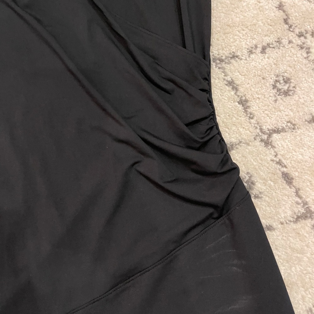 ATHLETA Nectar Black Sleeveless Faux Wrap Knee Length Dress Size MEDIUM - Picture 3 of 4